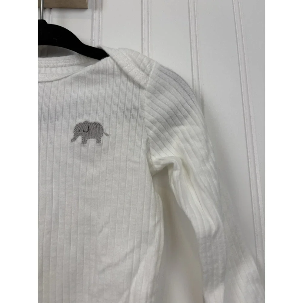 Carter's Long‎ Sleeve Shirt Pant Set Boy 6M Striped Embroidered Elephant#165